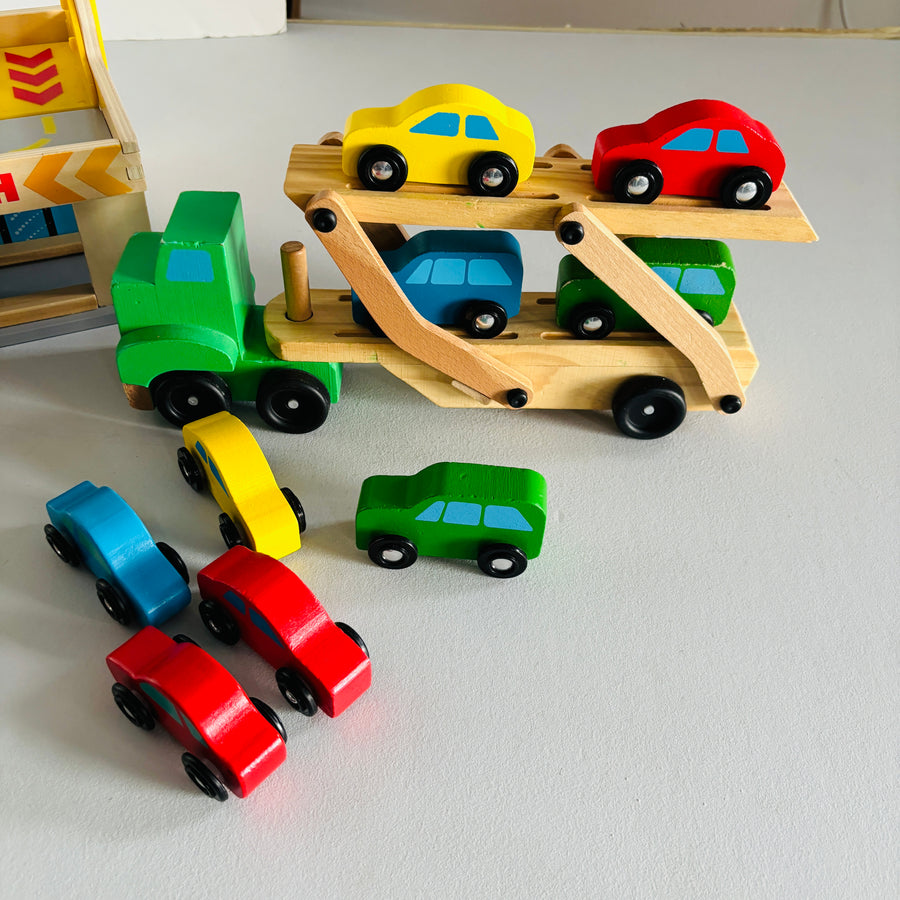 Wooden Car Wash + Truck Set