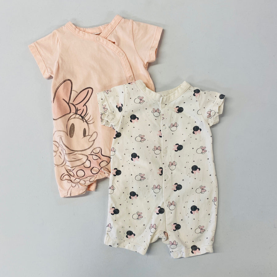 2pck Minnie Mouse Rompers | 2-4mos