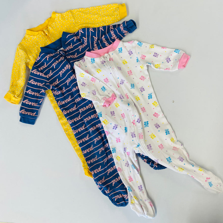 3pck Cotton Sleepers | 6-12mos