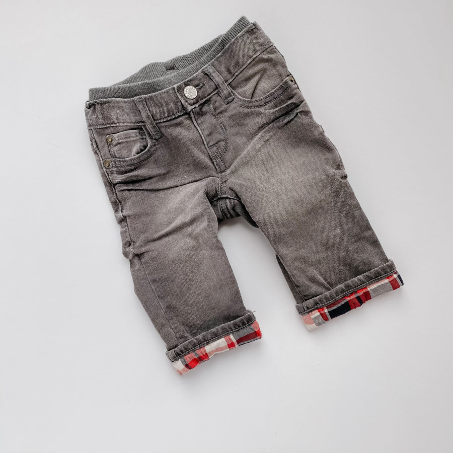 Plaid Lined Jeans | 3-6mos