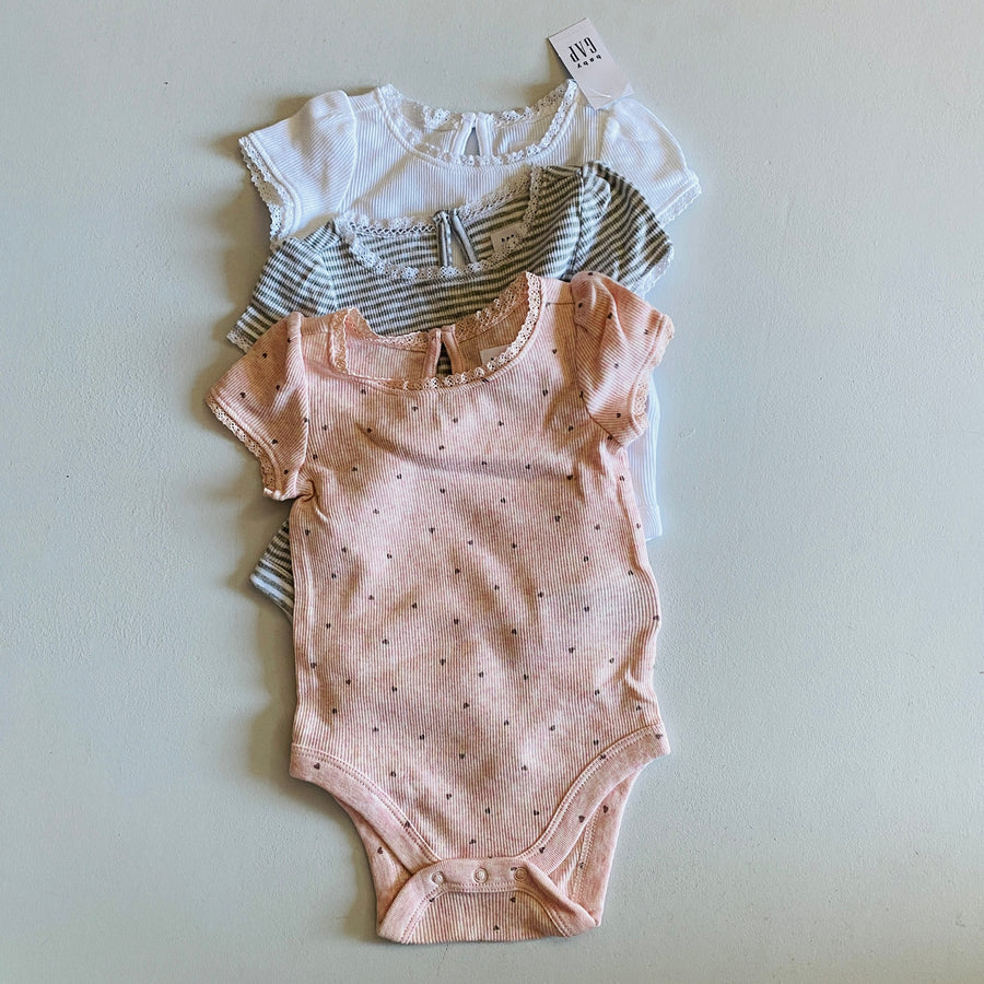 3pck Ribbed Bodysuits | 3-6mos