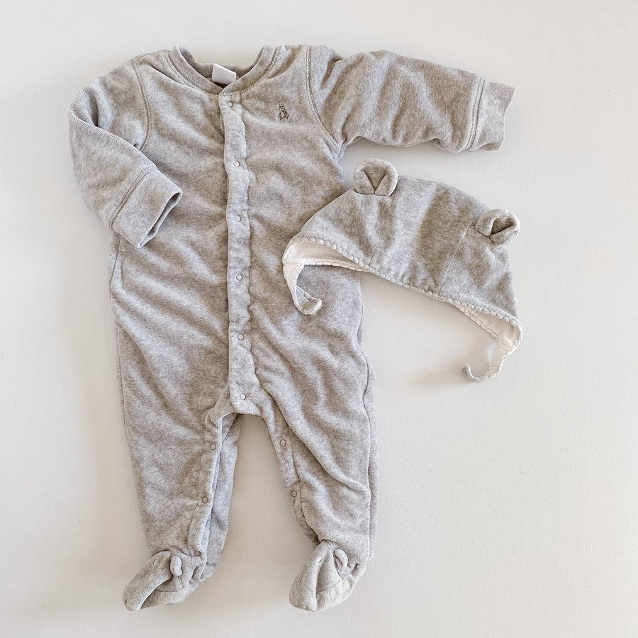 Quilted Romper + Bonnet | NB