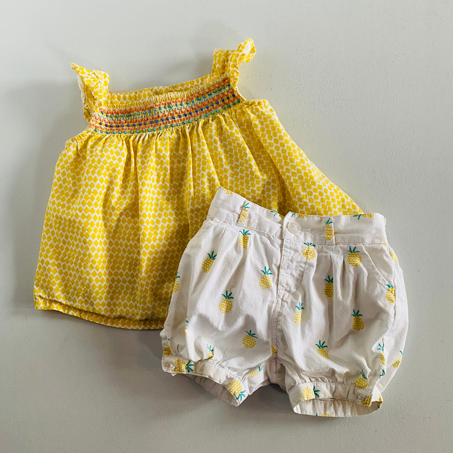 Pineapple Shorts + Blouse Set | 6-9mos