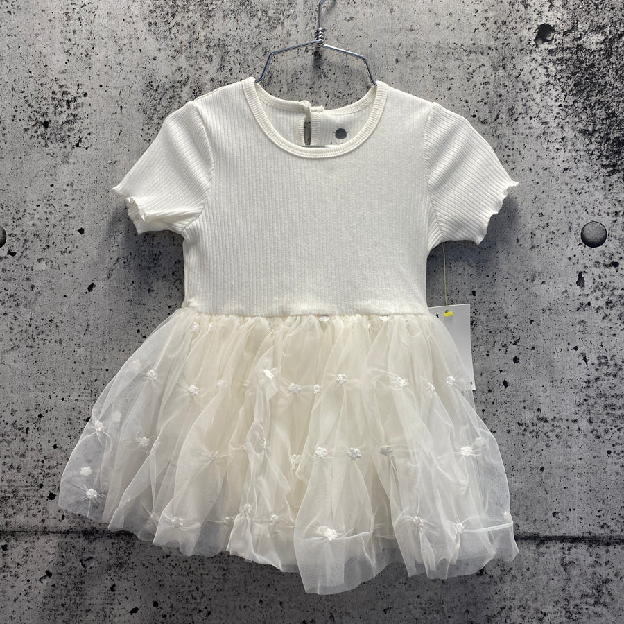 Ribbed Dress with Tulle | 18-24mos