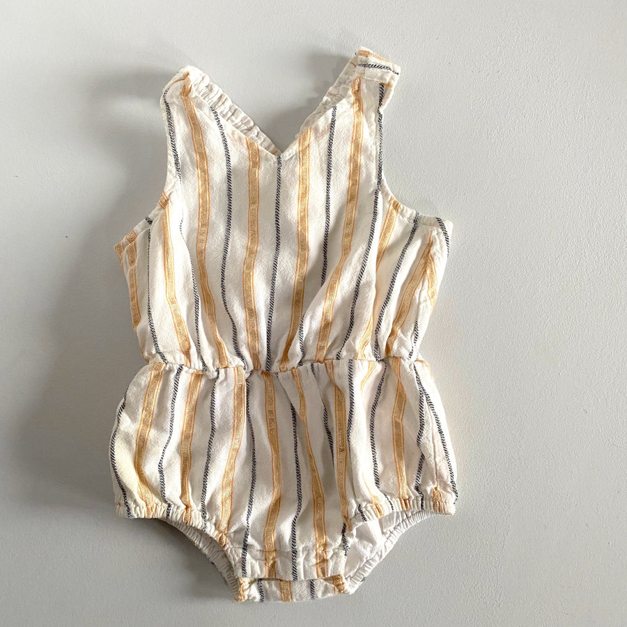 Gold Trim Romper | 6-12mos