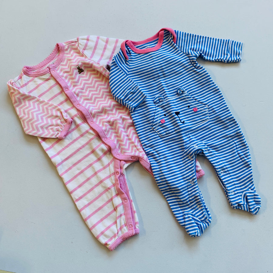 2pck Rompers | 0-3mos