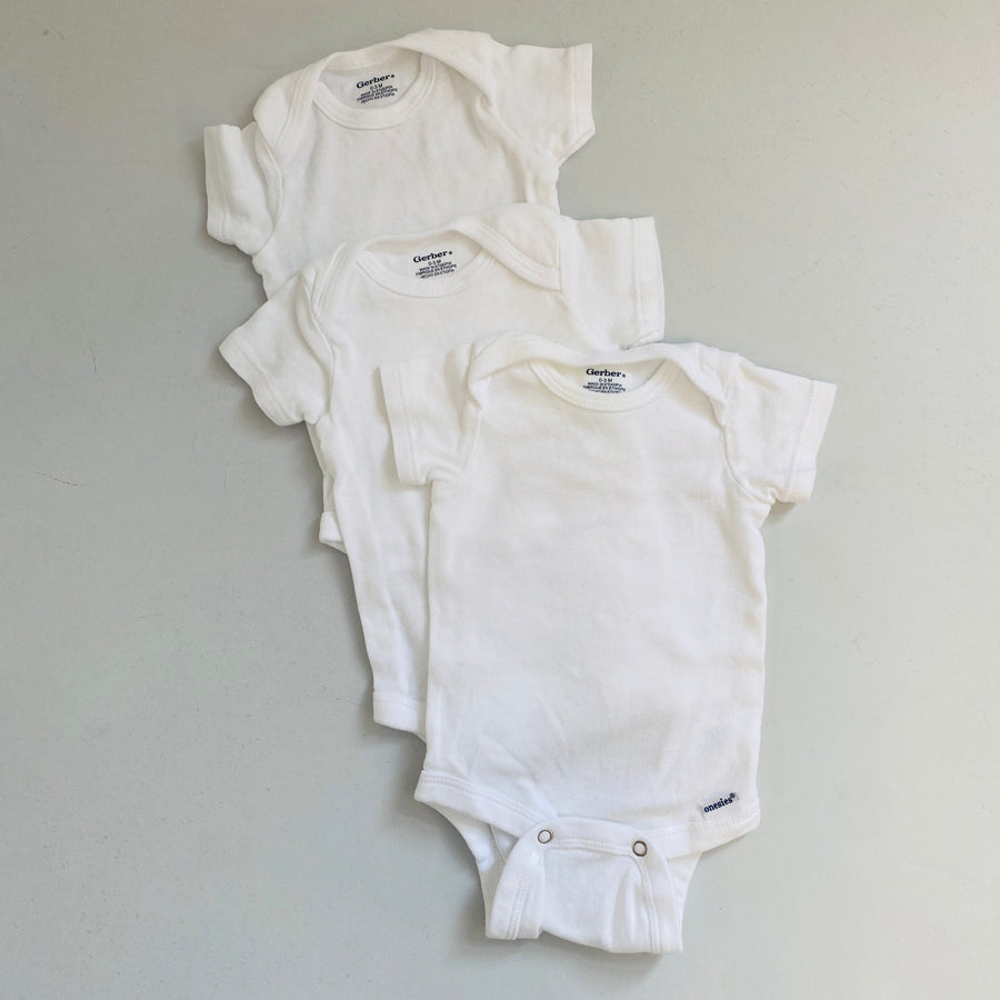 3pck Cotton Bodysuits | 0-3mos